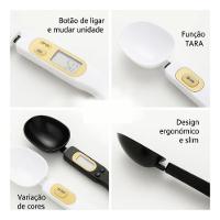 Colher Balanca Dosadora Multifuncional Medidor Automatico Alimentos 500gr Lcd Dieta Precisao 500 Gramas Eletronico