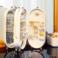 Porta Joias Luxo Dobravel Com Espelho Organizador Acrilico Bijuterias Brincos Pulseiras Colares 3 Compartimentos Exposit - 2