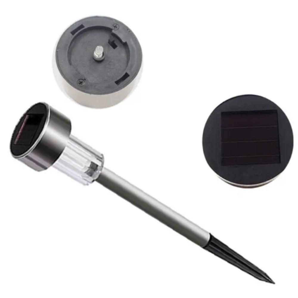 Luminaria Solar Balizadora Espeto Jardim Led Automatica Em Inox Lampada Poste Recarregavel Luz Decoração - 6