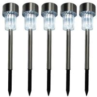 Luminaria Solar Balizadora Espeto Jardim Led Automatica Em Inox Lampada Poste Recarregavel Luz Decoração - 2