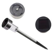 Luminaria Solar Balizadora Espeto Jardim Led Automatica Em Inox Lampada Poste Recarregavel Luz Decoração - 6