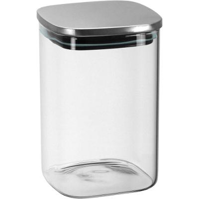 Pote Quadrado Home&co Com Tampa Inox Borossilicato 15x10x10