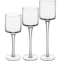 Jogo 3 Castiçal Porta Vela Home&co Eco Crystal Transparente - 1