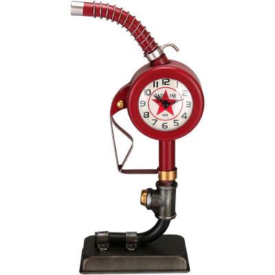 Relogio De Mesa Vintage Decorativo Metal 37x17x8cm Vermelho