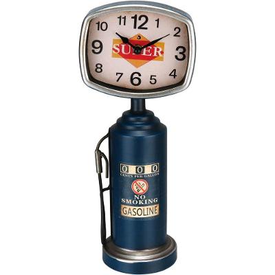 Relogio De Mesa Vintage Decorativa Metal 36x15x10cm Azul