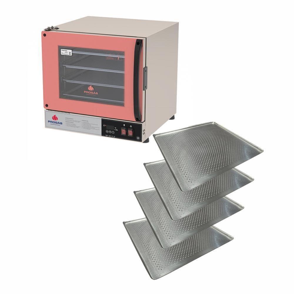 Forno Turbo Prp-004 Plus 220v Rosa Progás + 4 Assadeiras Cimapi 220v - 1