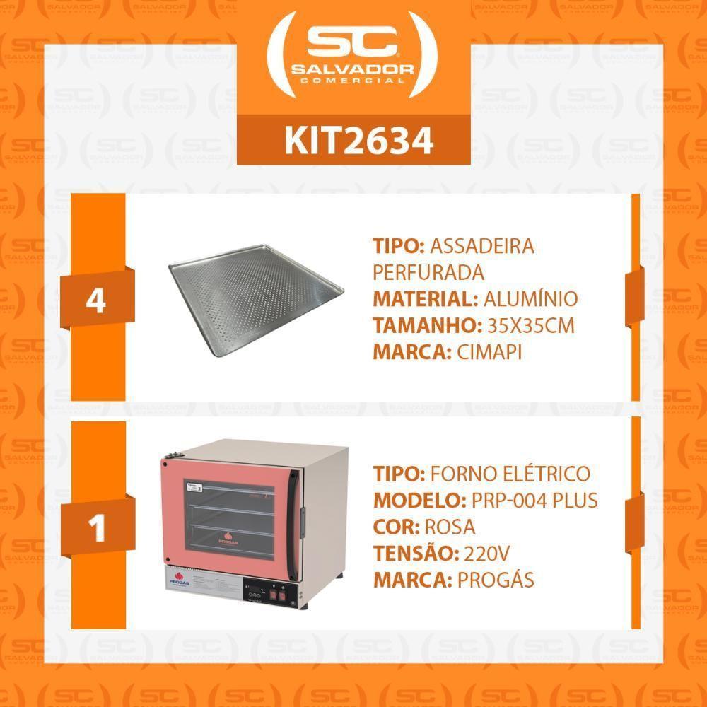 Forno Turbo Prp-004 Plus 220v Rosa Progás + 4 Assadeiras Cimapi 220v - 2