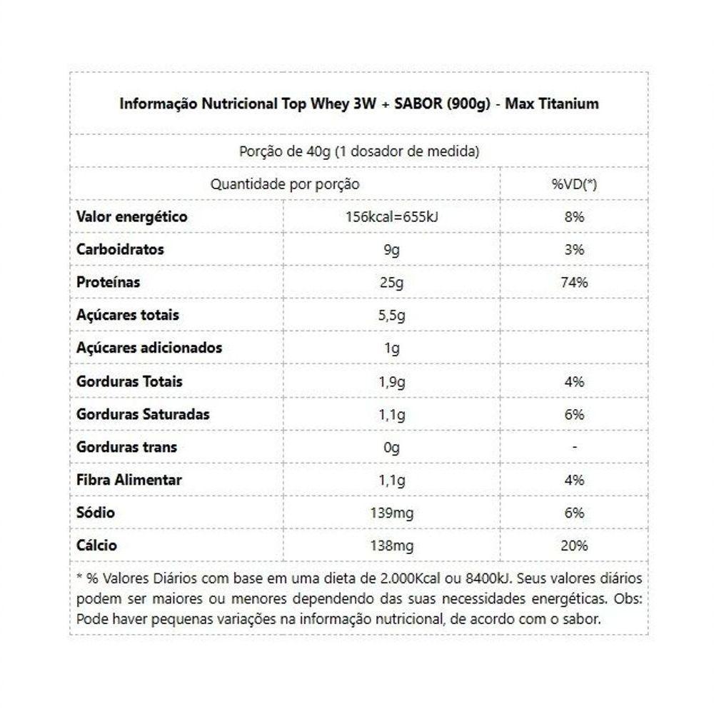 Top Whey 3w (900g) - Sabor: Mais Sabor - Leite - 2