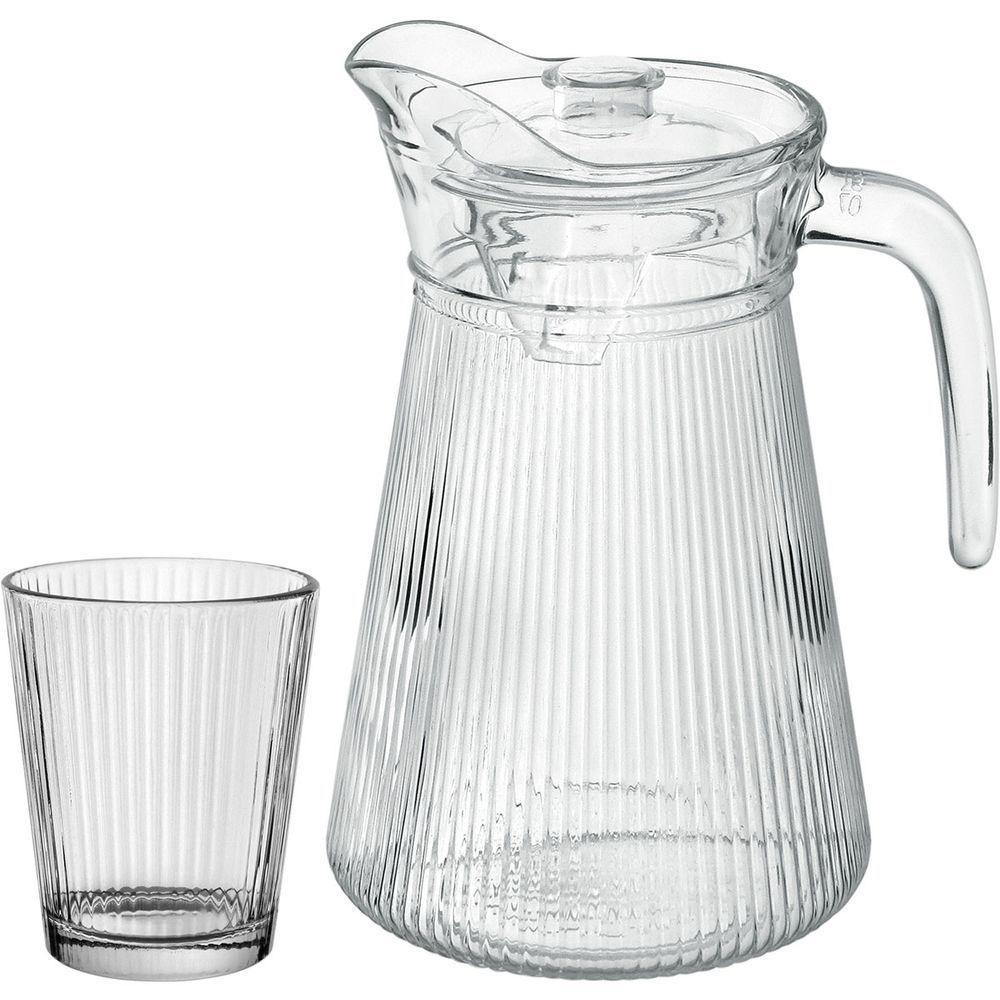 Jogo Jarra/copo Tampa Acrilico Vidro 1,6l/250ml Transparente - 1