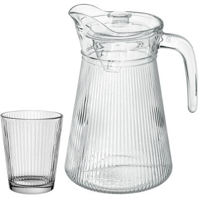 Jogo Jarra/copo Tampa Acrilico Vidro 1,6l/250ml Transparente