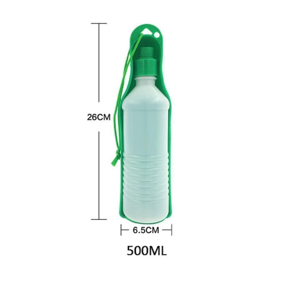 Bebedouro Portatil Pet Garrafa De Agua 500ml Para Cachorros Viagem Caminhada Carro Passeio Com Alça Verde - 6