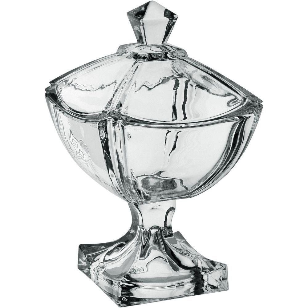 Baleiro Bomboniere Potiche Quadrado Home&co Tampa Vidro - 1