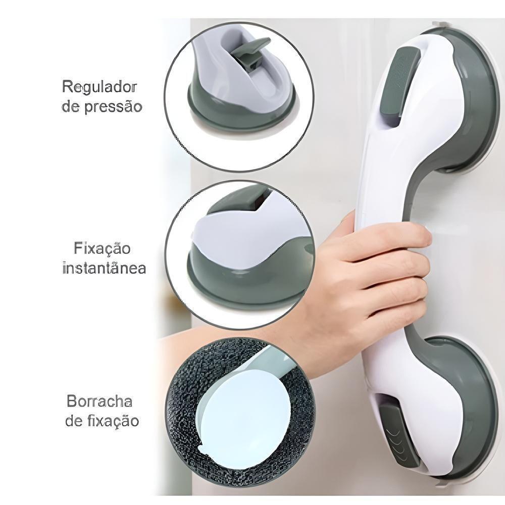 Barra Alca Suporte De Apoio Banheiro Deficiente Banho Idoso Portatil Viagem Com Ventosa Removivel - 4