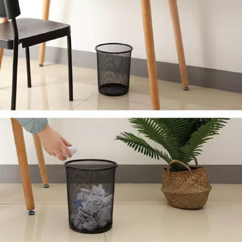 Lixeira Escritorio Cesto Redondo Metal Aramado Grande 12 Litros Telado Casa Quarto Multiuso Preto - 6