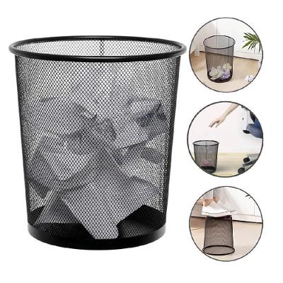 Lixeira Escritorio Cesto Redondo Metal Aramado Grande 12 Litros Telado Casa Quarto Multiuso Preto