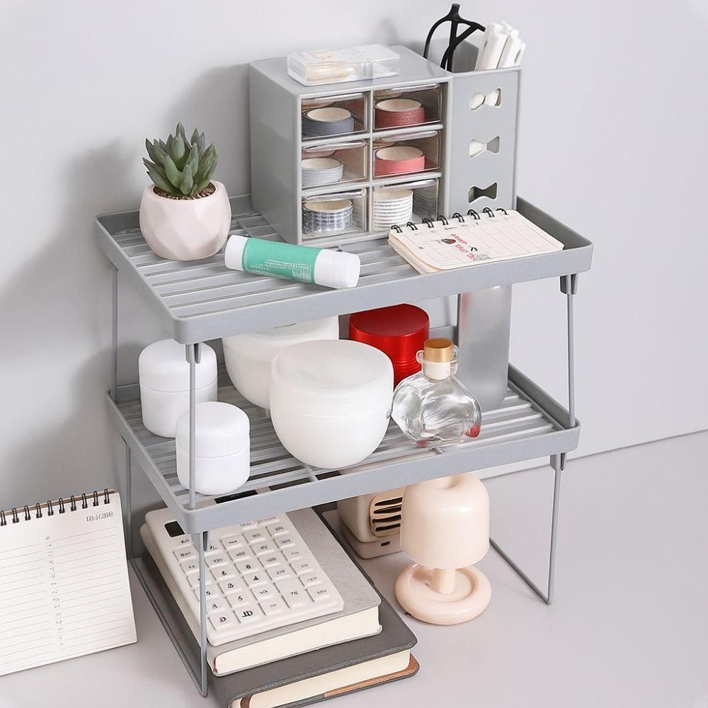 Prateleira Dobravel Armario Organizador Empilhavel Ajustavel Multifuncional Cozinha Pia Banheiro Mesa Sapateira Estante - 5