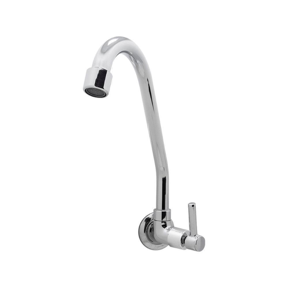 Torneira Cozinha Bica Móvel Metal Cromada 1/4 Volta Parede Luxo - 1