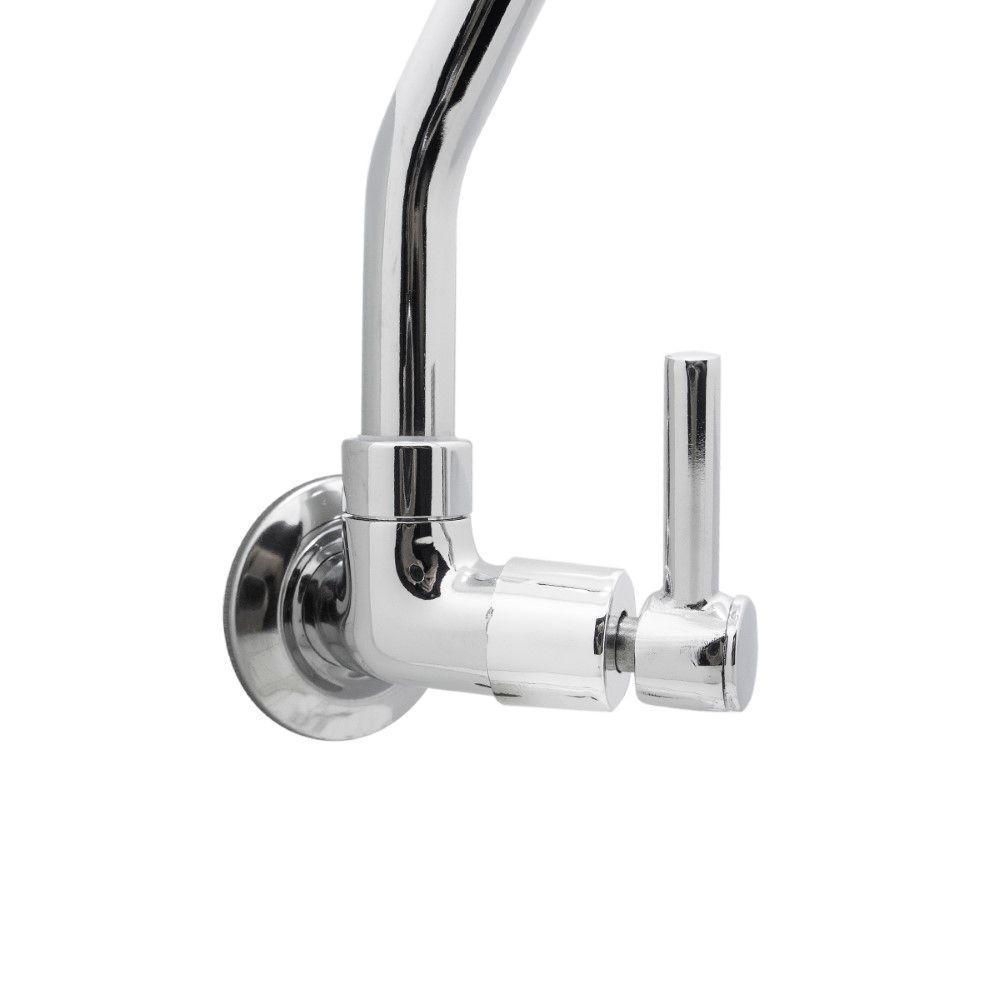 Torneira Cozinha Bica Móvel Metal Cromada 1/4 Volta Parede Luxo - 2
