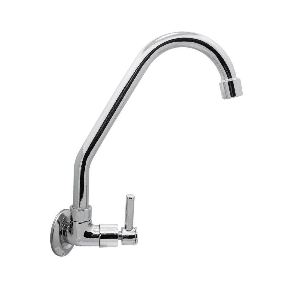 Torneira Cozinha Bica Móvel Metal Cromada 1/4 Volta Parede Luxo - 4