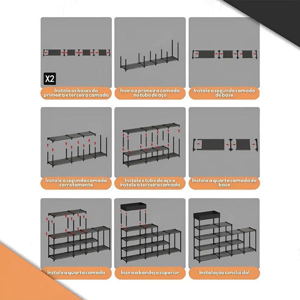 Sapateira 5 Andares 12 Kg Tnt, Ferro E Plastico 120 Cm X 21, - 9