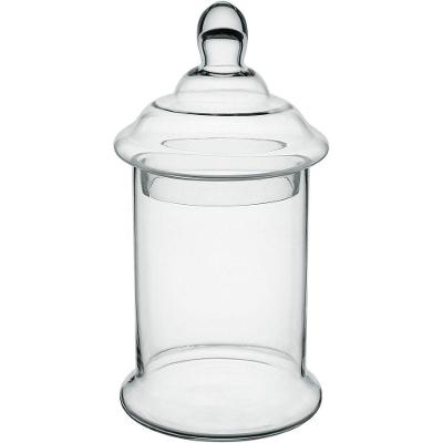 Potiche Vaso Bomboniere Redondo Com Tampa Vidro Transparente