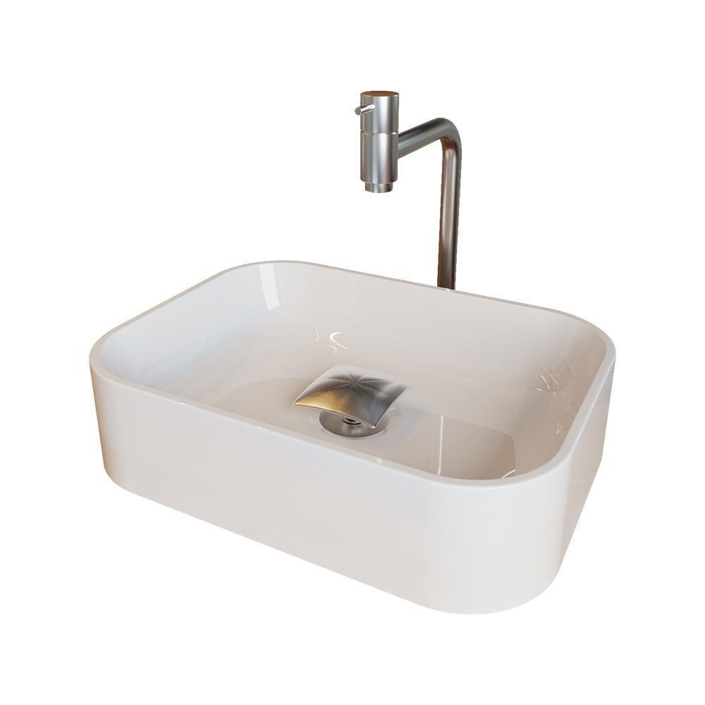 Cuba Pia Banheiro Oxford Torneira Inox Valvula Inox Click Branco Brilho - 1