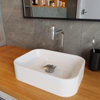 Cuba Pia Banheiro Oxford Torneira Inox Valvula Inox Click Branco Brilho - 2