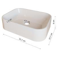 Cuba Pia Banheiro Oxford Torneira Inox Valvula Inox Click Branco Brilho - 3