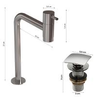 Cuba Pia Banheiro Oxford Torneira Inox Valvula Inox Click Branco Brilho - 4