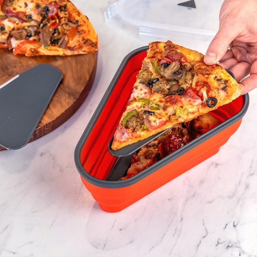 Porta Pizza Expansivel Kit Pote Silicone Tortas Bolo Hermetico 5 Fatias Prato Porta Alimentos Retratil Microondas Freeze - 3