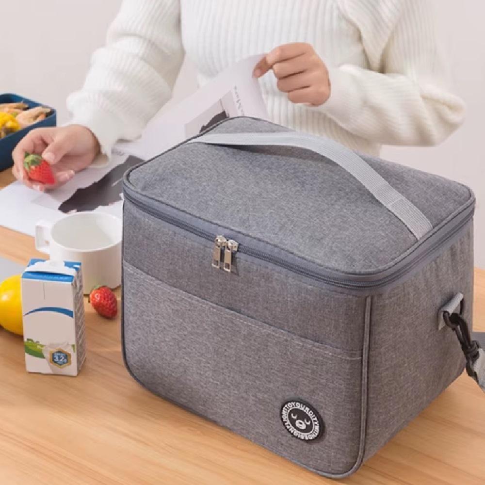 Bolsa Termica Frasqueira Impermeavel Marmiteira Fitness Academia Lanche Passeio Bolsinha Alca Removivel Cinza - 2