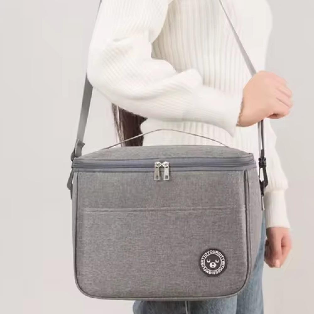 Bolsa Termica Frasqueira Impermeavel Marmiteira Fitness Academia Lanche Passeio Bolsinha Alca Removivel Cinza - 4