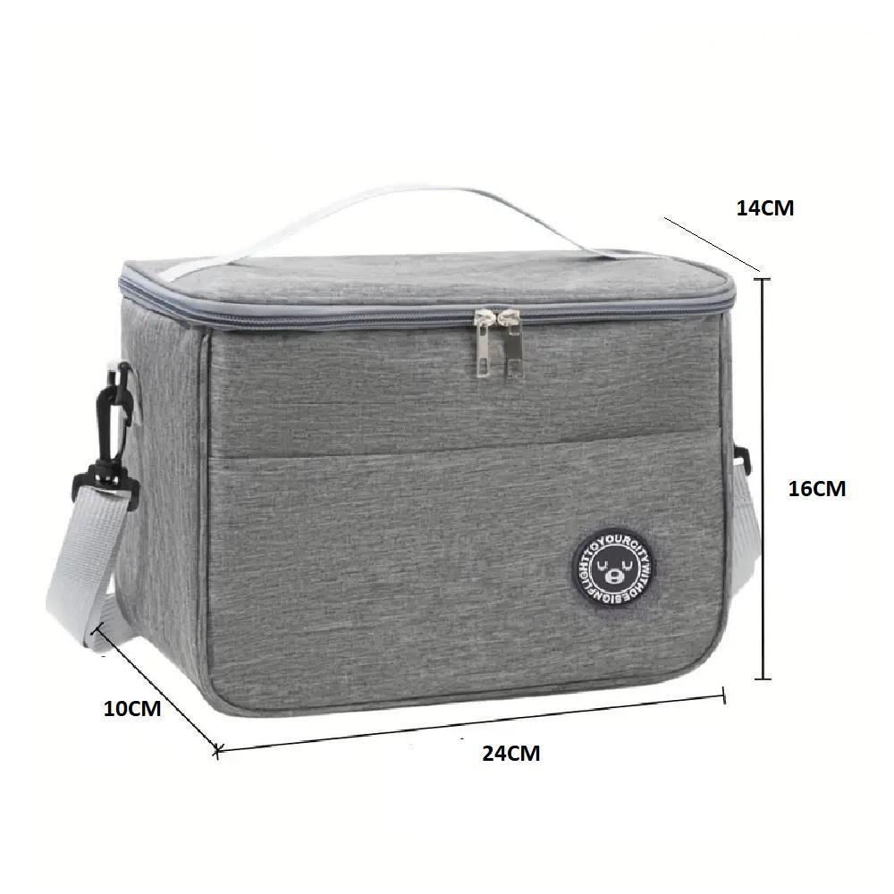 Bolsa Termica Frasqueira Impermeavel Marmiteira Fitness Academia Lanche Passeio Bolsinha Alca Removivel Cinza - 6