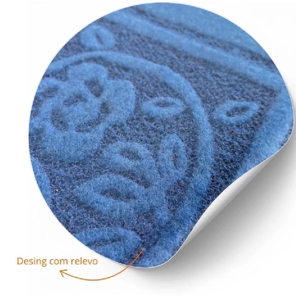 Capacho Porta Entrada Chao Varanda Jardim Tapete Antiderrapanete Macio Base Pvc Casa Luxo Azul - 3