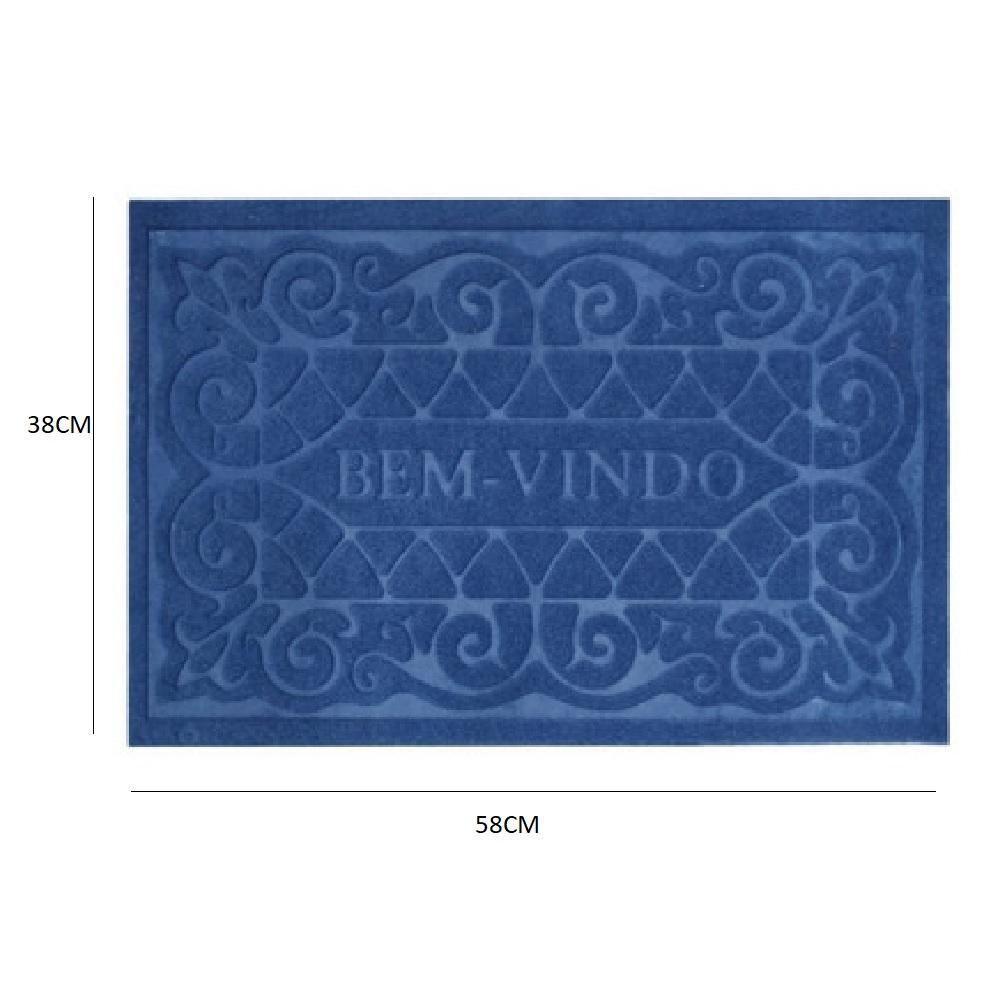 Capacho Porta Entrada Chao Varanda Jardim Tapete Antiderrapanete Macio Base Pvc Casa Luxo Azul - 7