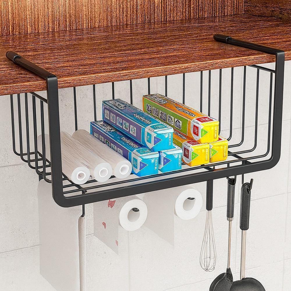 Cesto Organizador Suspenso Prateleira Porta Armario Suporte Bancada Rolo Papel Toalha Gaveta Mesa Cozinha Lavanderia 6 G - 5