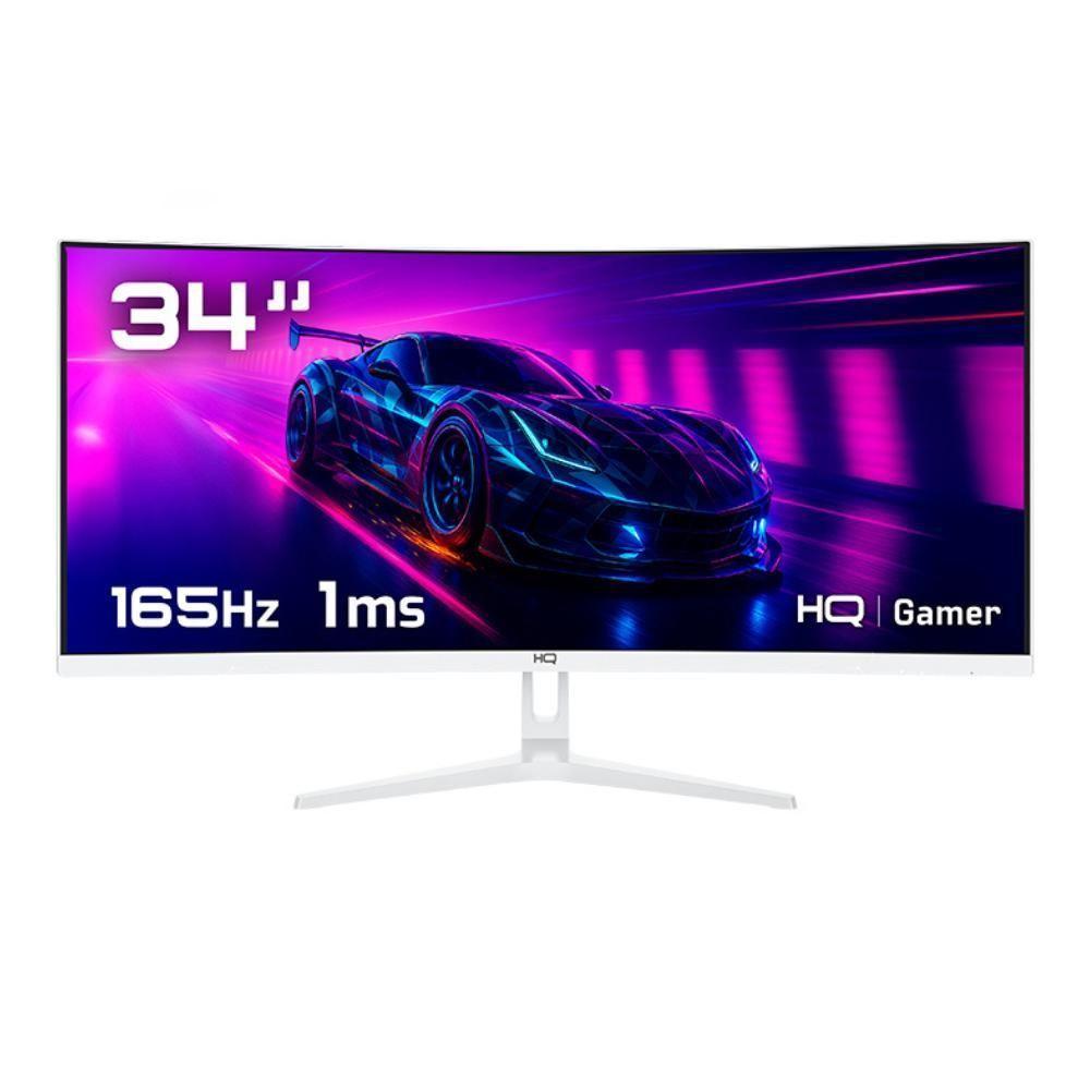 Monitor Gamer Curvo Branco HQ Premium 34” Ultrawide QHD 3440x1440, 165Hz, 1ms, AMD FreeSync, HDMI, DP - HQW34C16 - 1