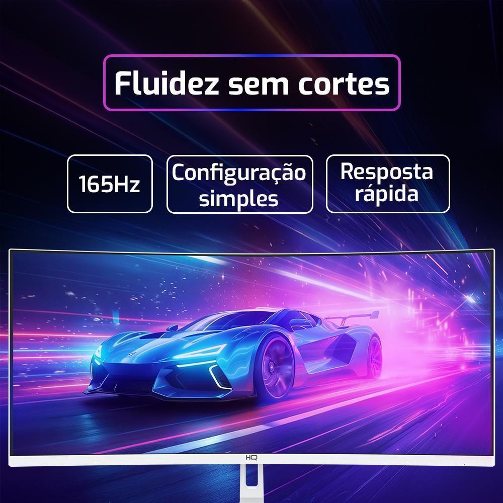 Monitor Gamer Curvo Branco HQ Premium 34” Ultrawide QHD 3440x1440, 165Hz, 1ms, AMD FreeSync, HDMI, DP - HQW34C16 - 3