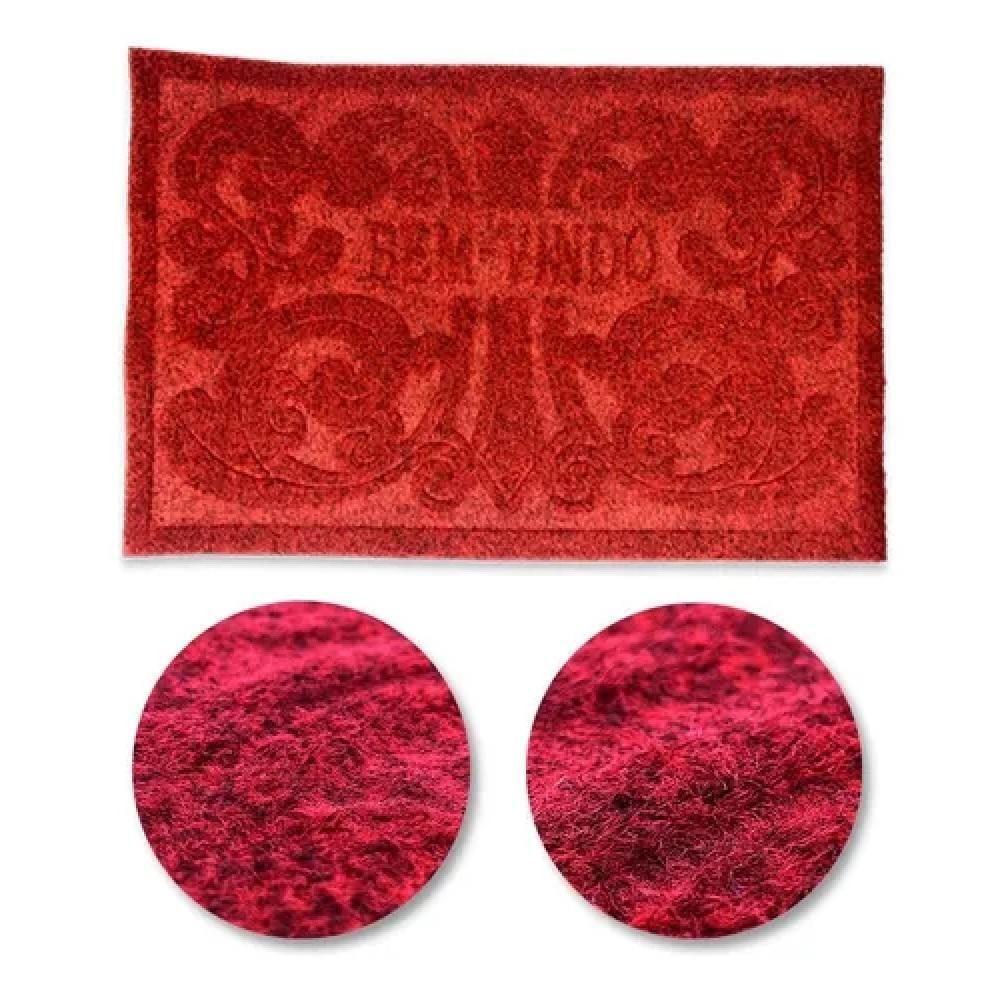 Tapete Porta Entrada Casa Comercio Capacho Veludo Base Antiderrapante Impermeavel Vermelho - 6