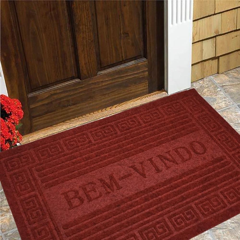 Tapete Porta Entrada Casa Comercio Capacho Veludo Base Antiderrapante Impermeavel Vermelho - 7