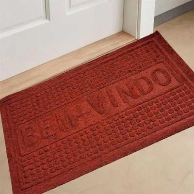 Tapete Porta Entrada Casa Comercio Capacho Veludo Base Antiderrapante Impermeavel Vermelho