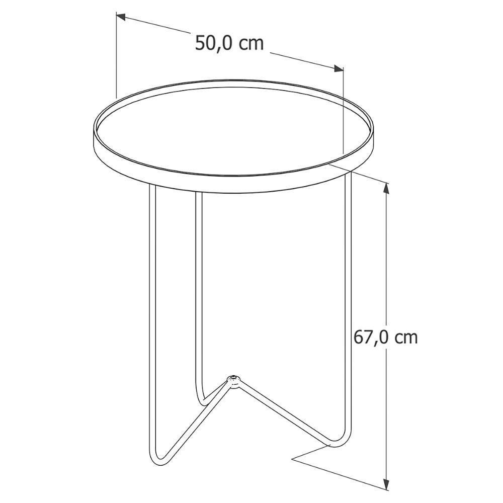 Mesa Lateral Alamanda Sala Espelhada Com Pés Metálicos Preto-dourado - 4