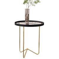 Mesa Lateral Alamanda Sala Espelhada Com Pés Metálicos Preto-dourado - 1