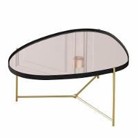 Mesa De Centro Organica Alamanda Espelhada Com Pés Metálicos Preto-dourado - 1