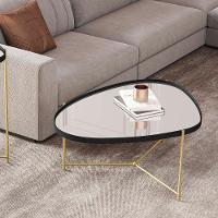 Mesa De Centro Organica Alamanda Espelhada Com Pés Metálicos Preto-dourado - 2