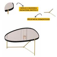 Mesa De Centro Organica Alamanda Espelhada Com Pés Metálicos Preto-dourado - 3