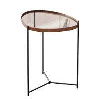 Mesa Lateral Orgânica Alamanda Espelhada Com Pés Metálicos Castanho-preto - 1