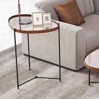 Mesa Lateral Orgânica Alamanda Espelhada Com Pés Metálicos Castanho-preto - 2