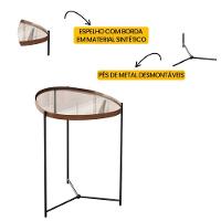 Mesa Lateral Orgânica Alamanda Espelhada Com Pés Metálicos Castanho-preto - 3