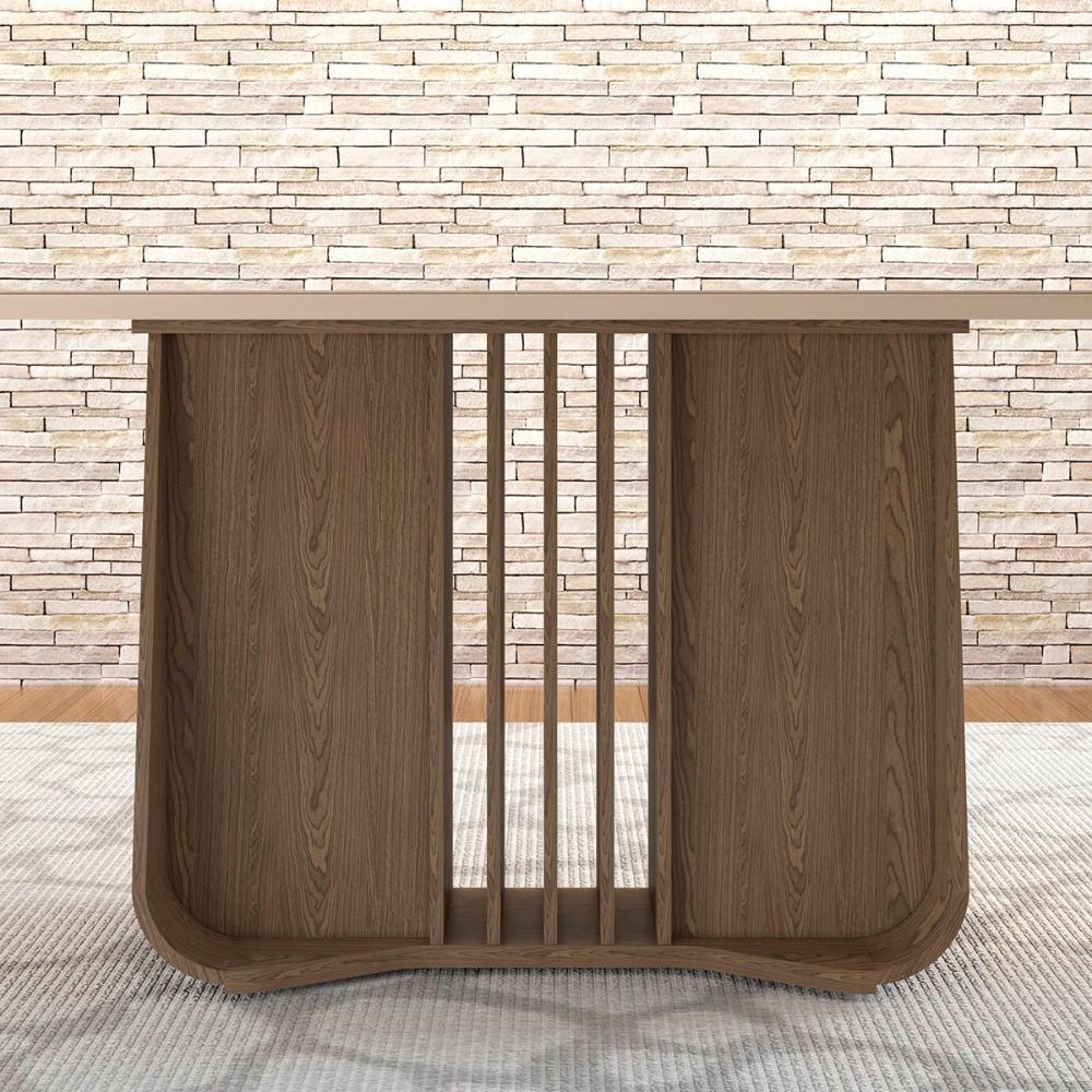 Mesa De Jantar Harpa 6 Lugares Com Tampo De Vidro Carvalho-fendi - 3